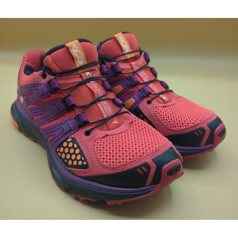Salomon Sz 6 Women's XR Mission Trail Running Lace Up Red Purple Athletic Shoes